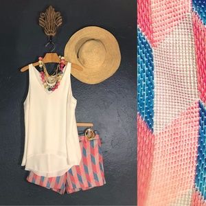 Loft size 8 pink blue gold chevron shorts